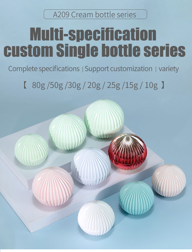 ABS Screw Cap 20g 30g 50g Cosmetic Screen Printing Spherical Cream Bottle Packaging for Cosmetic Packaging Containers
