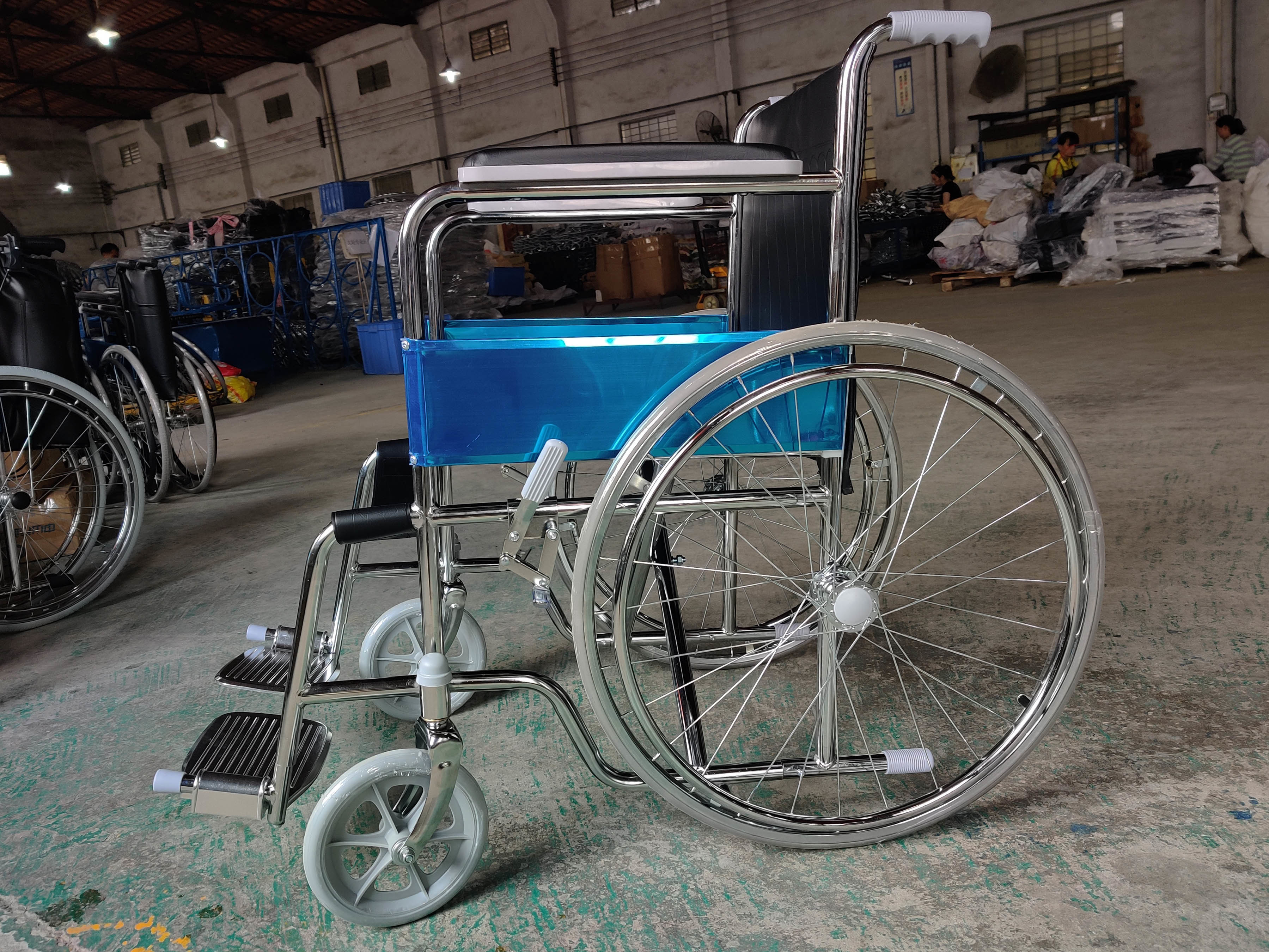 Surgical Care Folding Steel Wheelchair With Solid Castor