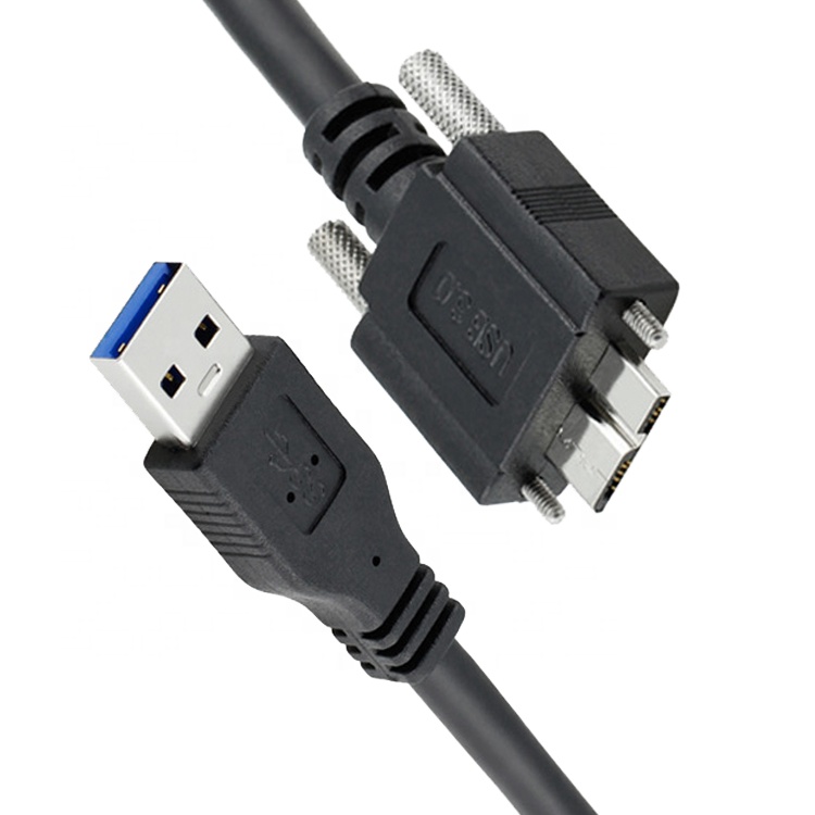 Super Speed Data 5Gbps Screw Locking Panel Mount Micro B 3.0 to USB 3.0 A Extension Cable