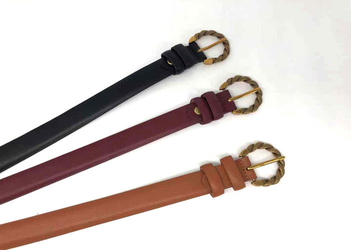 Cow Hide 2.5cm 1.0 Inches Ladies Waist Belts For Trousers