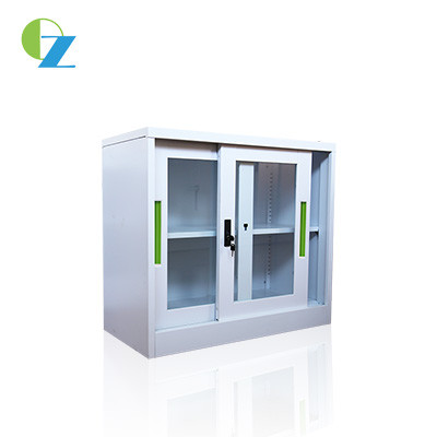 Glass Door steel file cabinet with lock Metal Slide Door Cupboard