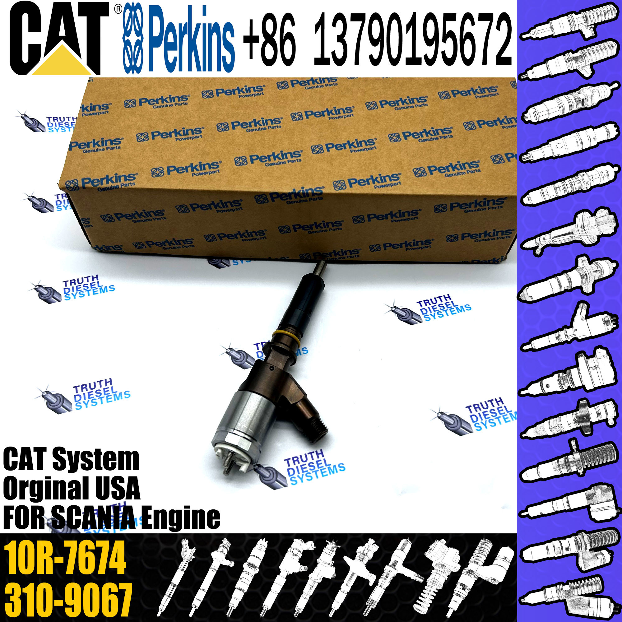 Cat C6.6 Engine Diesel inyector Common Rail Fuel Injector 320-0655 10R-7674 2645A751 for Caterpillar Excavator 320d