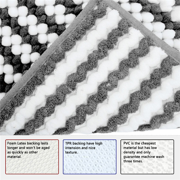 Thick 17x24 Inch Chenille Bath Mat Super Water Absorbent