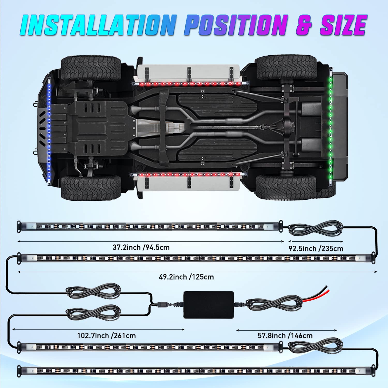 Multi-color Car LED Light Strip with Voice Control and Music Mode 680g Remote Control