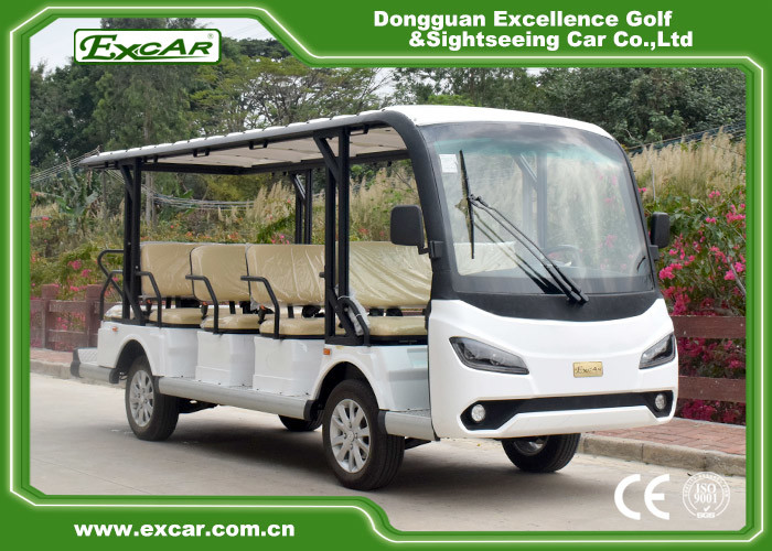 White Electric Sightseeing Cart For 14 Person 4500 * 1500 * 200 MM