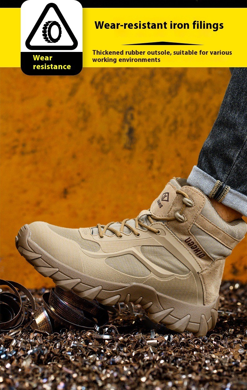 Suede Safety Boots With Kevlar Midsole And Rubber Sole