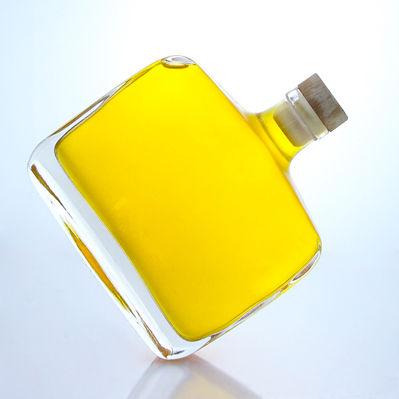 Industrial Liquor 300ml Unique Shaped Round Shoulder Super Flint Glass Bottle with Cork