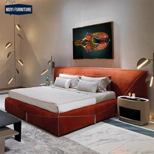 Synthetic Leather Upholstery Material Modern Super King Size Leather Bed Frame