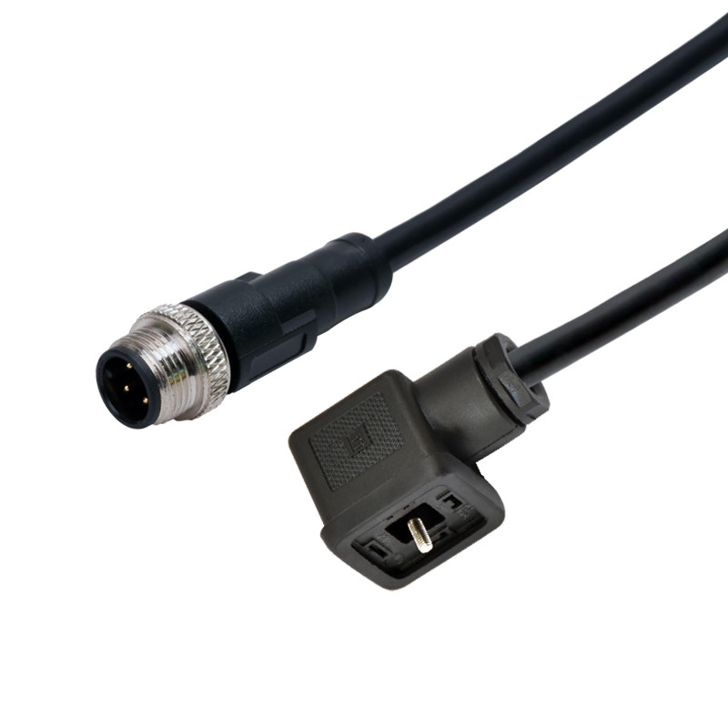 M12 Molding 5pins A Code Male Straight Waterproof Connector To Solenoid Valve Type B 3+PE Plug