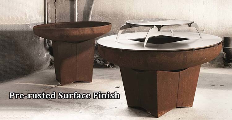 Cooking Plancha Grill Weathered CORTEN Steel Fire Pit Bbq 3mm Thick Fire Grill Corten Steel Bbq With Circle Plancha