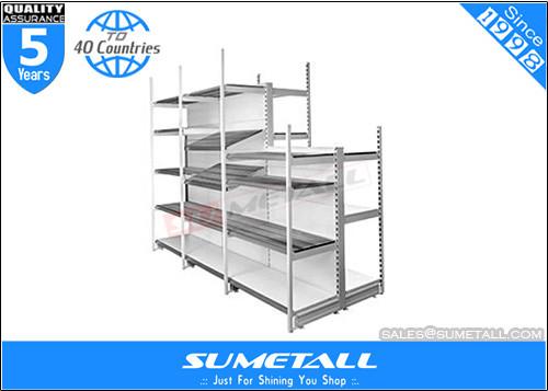Store Display Shelves Outrigger Post System , Metal Grocery Store Shelving