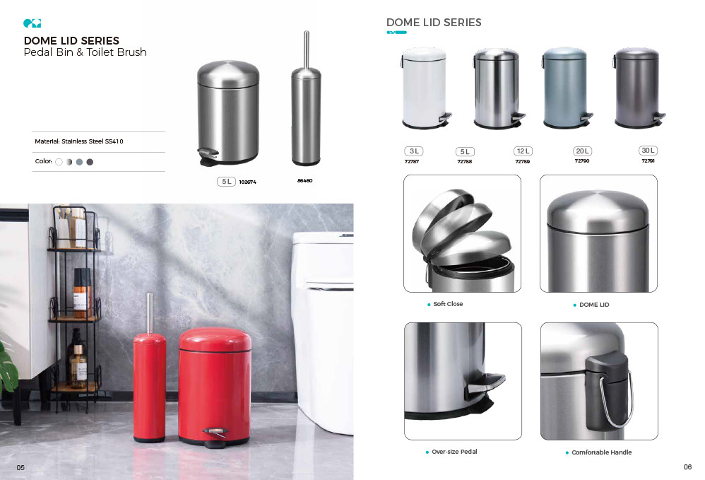 Round Shape Household Pedal Trash Bin Stainless Steel with Thin Lid OEM ODM Offered