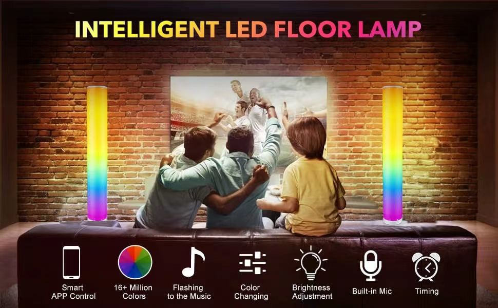 Polypropylene 20W RGB Corner Floor Lamp Smart Phone App Control 16 Million Colors
