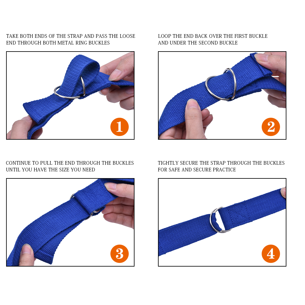 Yoga Exercise Adjustable Stretch Band Training Belt Leg Fitness Exercise Anti Slip Pilates Strap with D Buckle