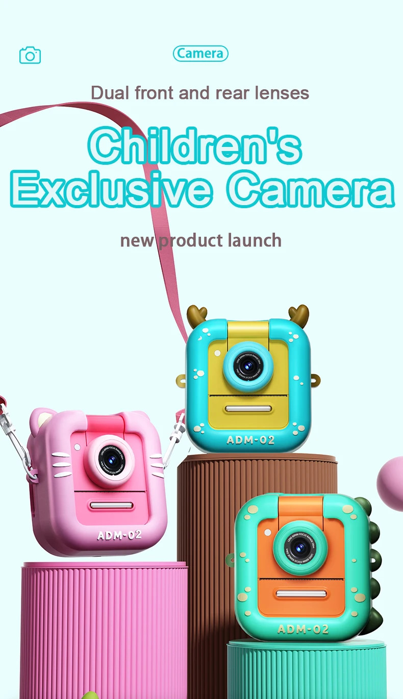 M8 2.4 Inch Screen Camera 3 Games Digital Camera for Children Mini Instant Print Camera