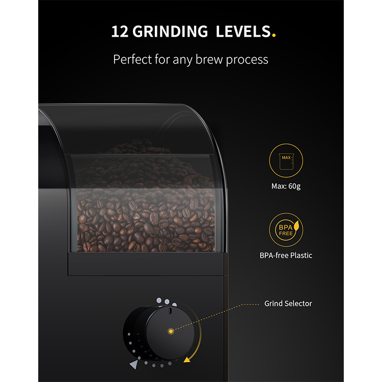 150W Burr Coffee Grinder ABS Adjustable 2-12 Cups 14 Setting Electrical Coffee Machine UL