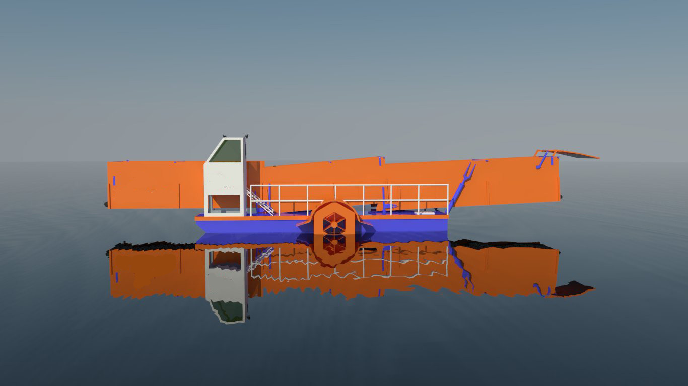 Hyaraulic Propulsion Aquatic Weed Transportation Barge With 45cbm loading capacity