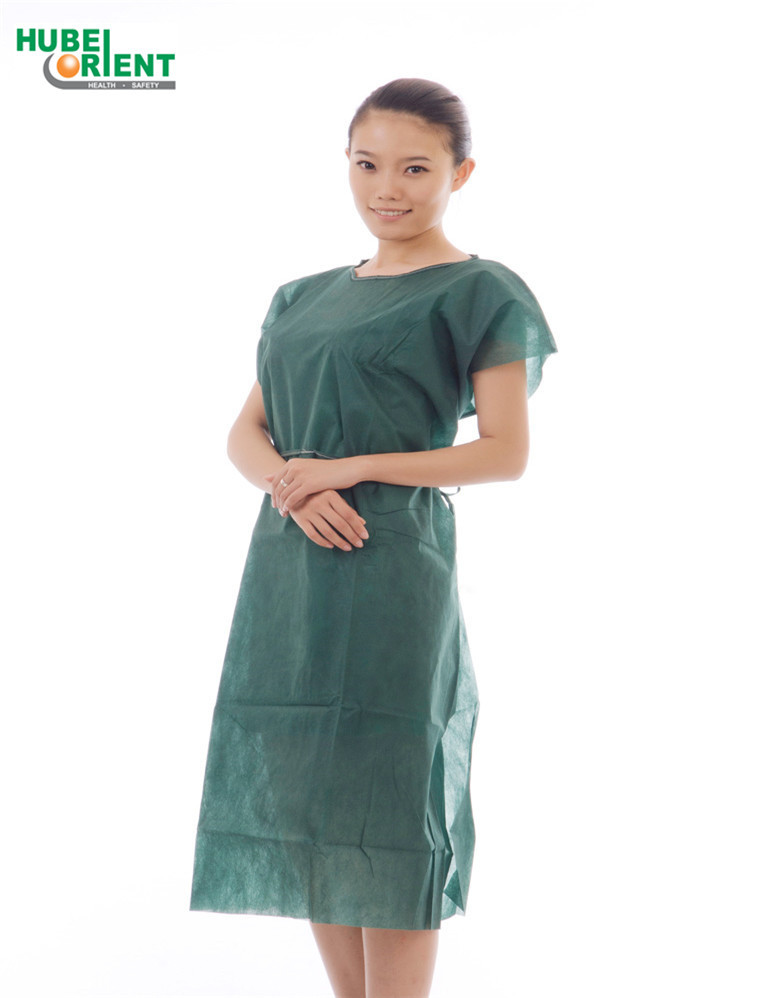 Breathable No Sleeve Disposable Nonwoven Patient Gown For Medical Use