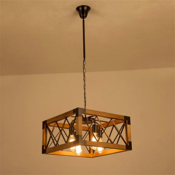 Vintage Loft Wood Chandelier Living Room Bedroom Dining Room Light Pendant Lamp