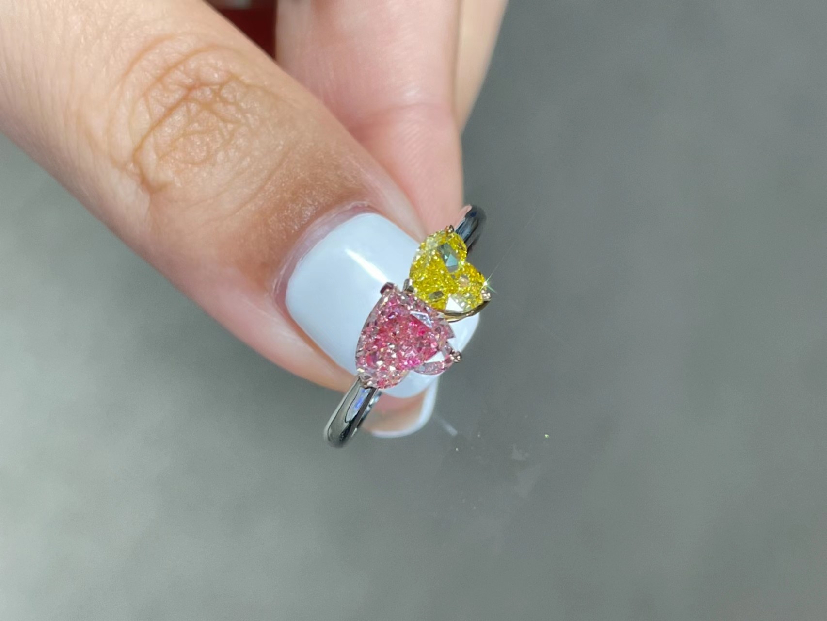 1.795 Carat Lab Made Engagement Rings Twin Heart