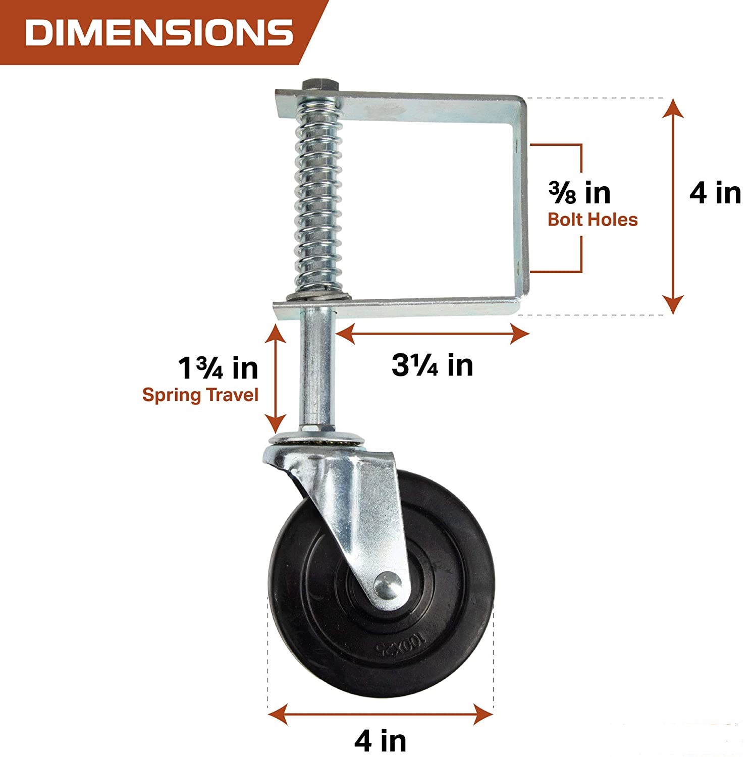Heavy Duty Metal Sliding Spring Gate Wheel for Outdoor Garden and Security Fence Gate