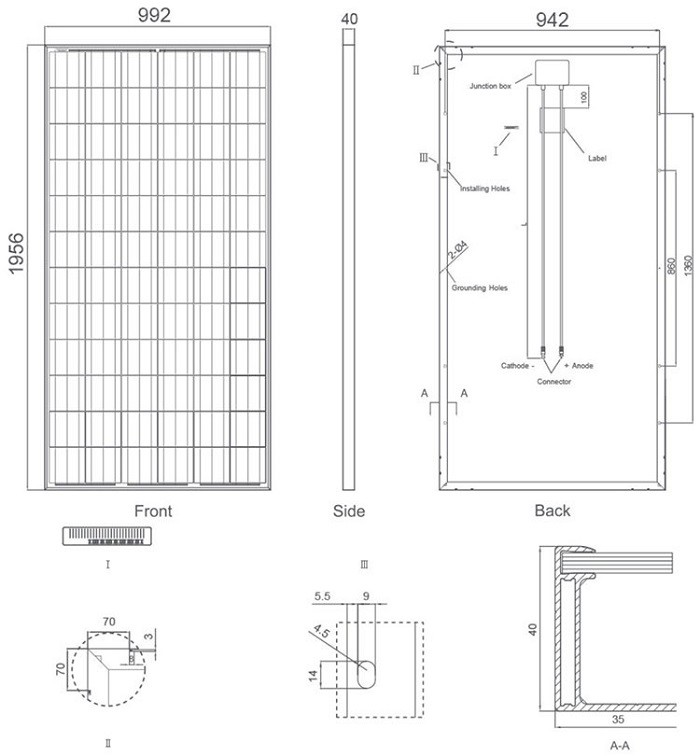 Roof Power System Monocrystalline Solar Module / Silicon Solar PV Module 310 Watt
