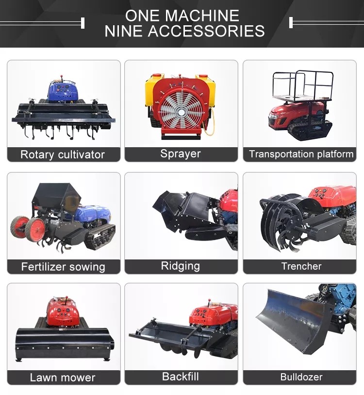 Agricultural Crawler Farm Tractor Rubber Track Mini Power Tiller