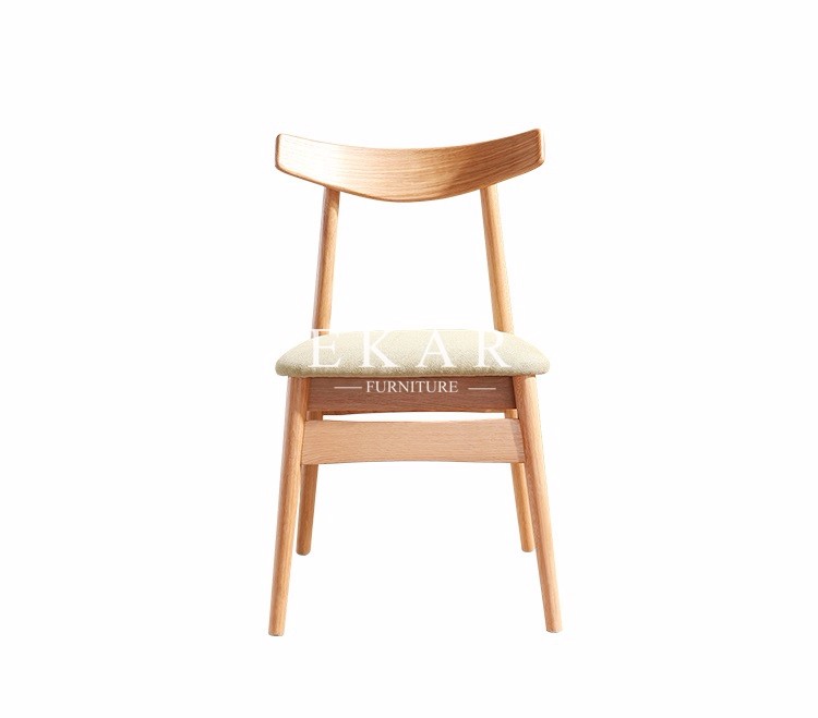 Modern Nordic Designs Furniture No Arm Oak Wooden With Seating Cushion Fabric Dining Chair