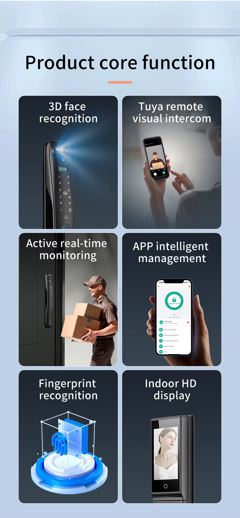 S931MAX Automatic Door Lock With 3D Face ID Tuya Wifi Video Intercom Fingerprint Code Key Card