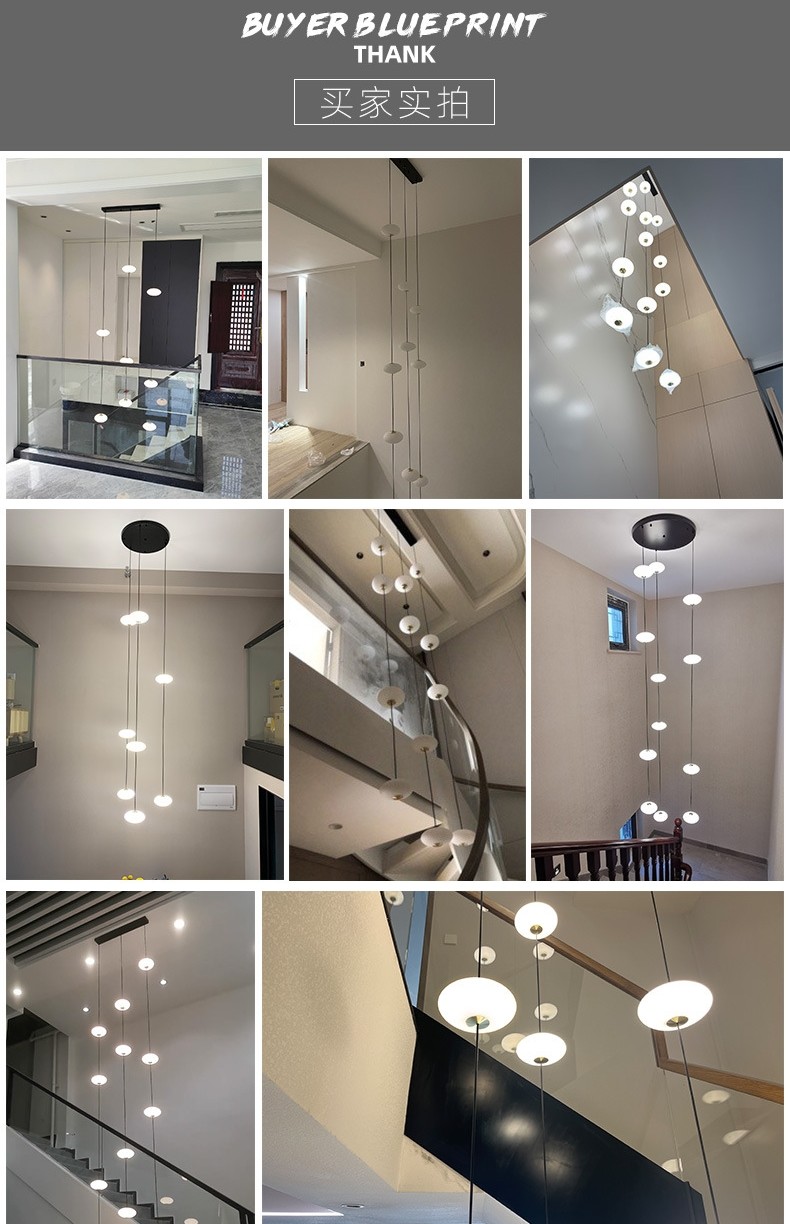 Led staircase chandelier modern living room chandelier hanging designer Villa duplex building lighting(WH-AP-553)