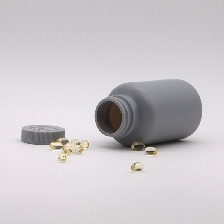 Matte 200ml HDPE Silver Gray Plastic Bottle for Customizable Solid Medicine Packaging
