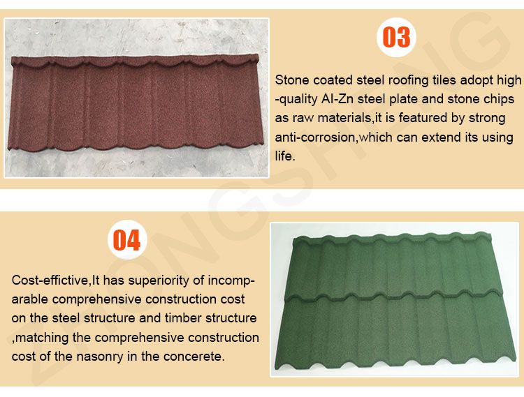 Modern Design Style Prime Zinc Aluminum Steel Stone Chips Roofing Sheets 0.3mm 0.4mm Thickness Durable and Vibrant
