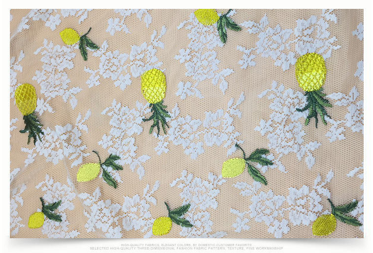 2018 Summer Newest Style Pineapple Embroidery Fabric 140cm wide for wedding dress