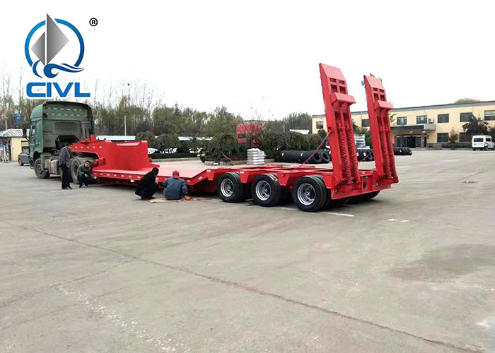 Lowbed semi Trailer With 4 Axles Famous Brand Parts High Strength