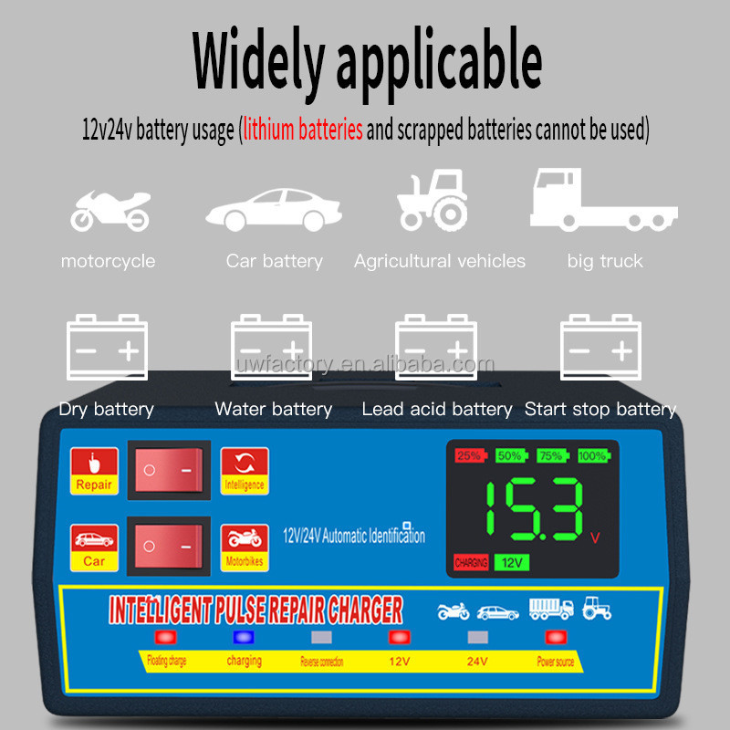 12V10A 24V5A Automatic Intelligent Repair Battery Charger with ABS Material and 15W/10W/7.5W/5W Automatic Identification