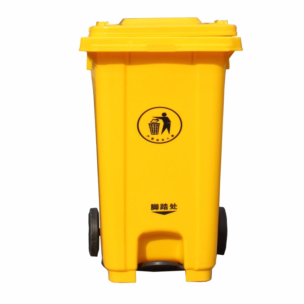 Big Rubbish Mobile Garbage Rubbish Bin Trash Can Good Quality 120L Plastic Outdoor Rolling Cover Type Standing Rectangular