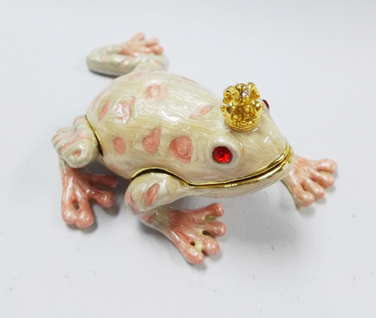 Frog shape bejeweled box for wedding metal trinket box treasure box metal jewelry box