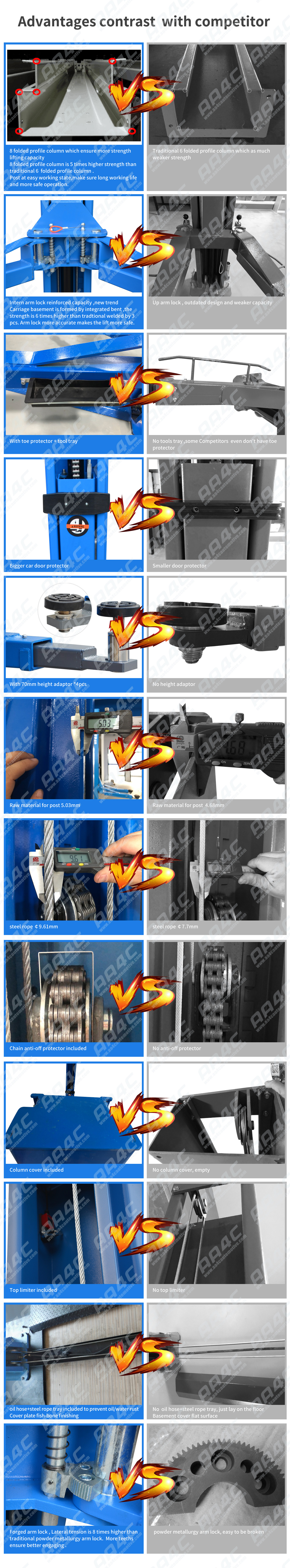 240 Volt Double Column Lift Two Post Car Hoist For Garage 4500kg 9920lbs 8 Bends Floorplate