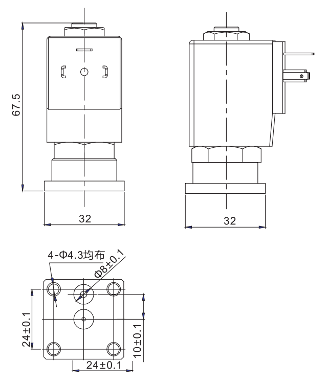 Sub Base Mount 2 Way NC Brass Electric Solenoid Valve 24VDC 220VAC