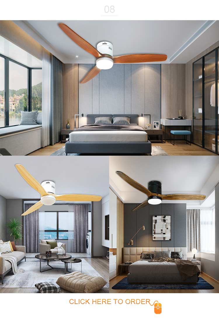 3 Color Changes LED Light Ceiling Fan for Modern Design 110-20V/50/60Hz Input Voltage
