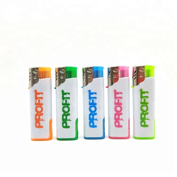 Dy-F003 Model Turbo Flame Butane Gas Electric Windproof Lighter with LED Lamp