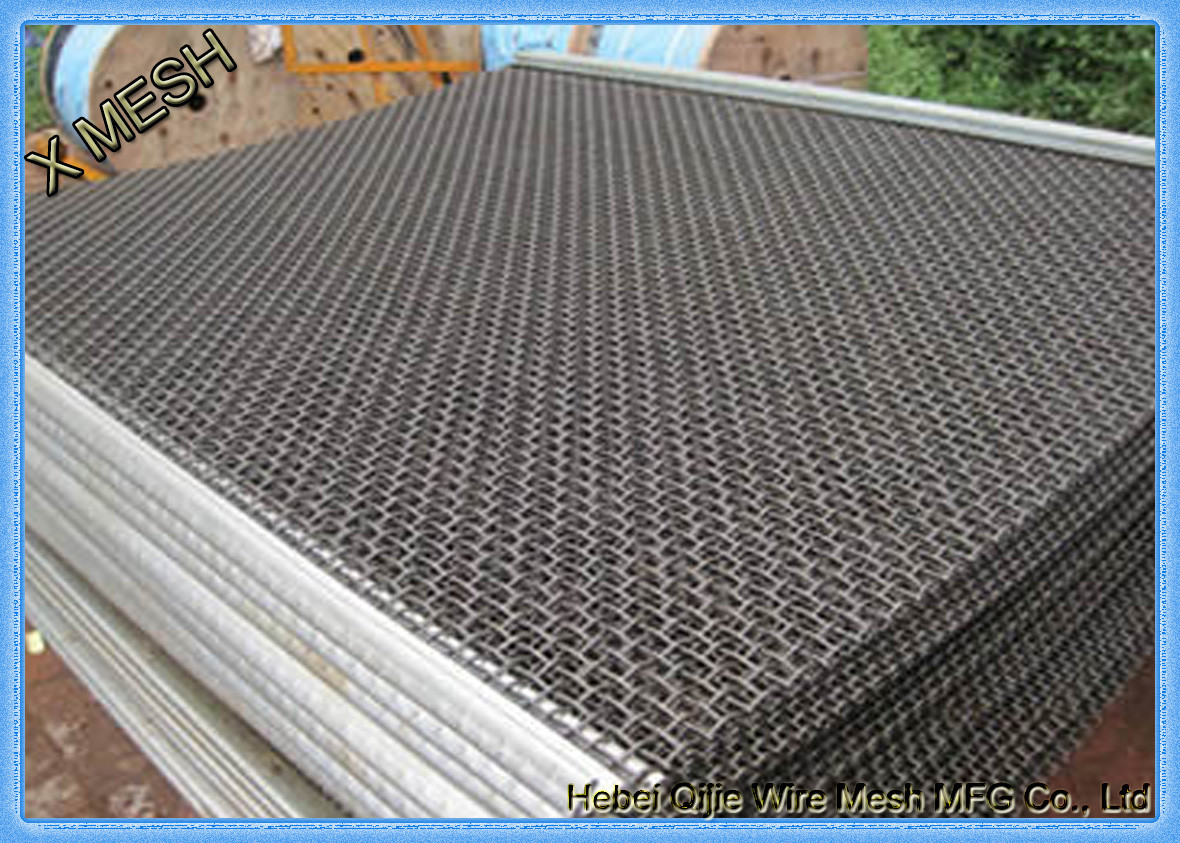 High Tensile Woven Mining Screen Mesh Square Hole 2.0mm Wire Diameter With Hooks