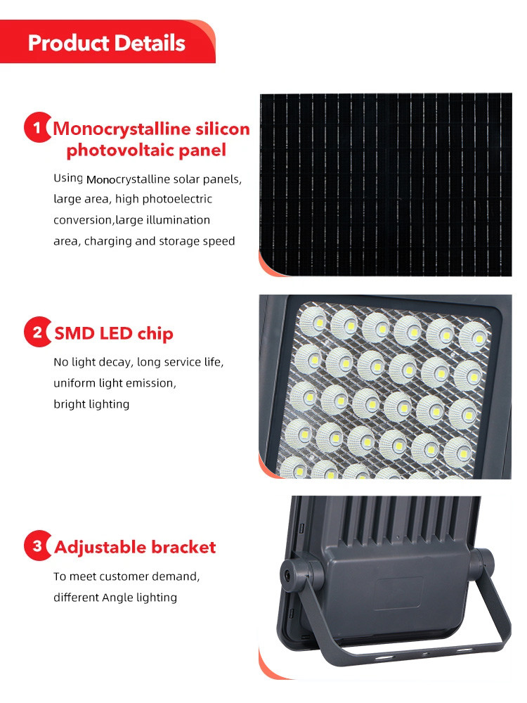 KCD Waterproof IP65 High Lumen Gymnasium Garden Stadium Heavy Duty 30w 50w 100w 200w 300w Outdoor LED Solar Flood Light