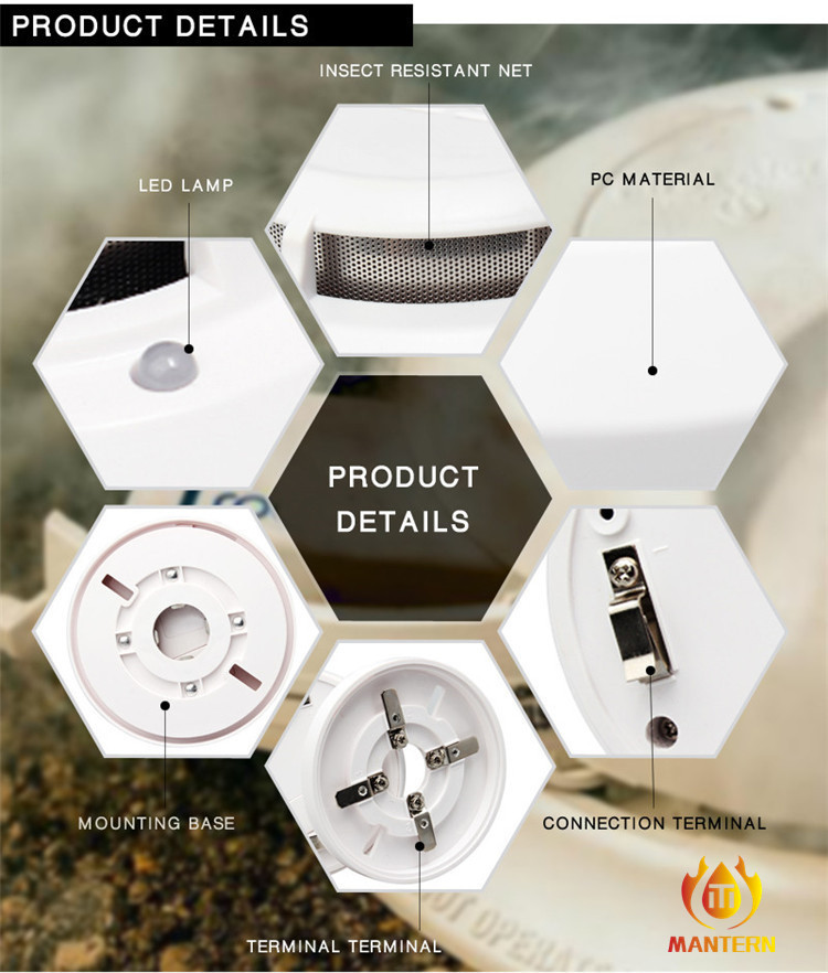 12V / 24V DC Conventional Photoelectric Smoke Detector Twin LED For 360° Visual