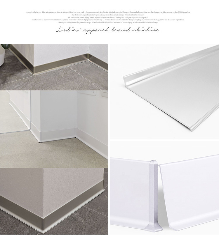 6063 Aluminum Skirting Board Anticorrosion 8.5mm Height OEM Available