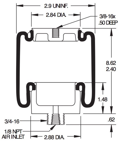 W02-358-7031 Firestone Air Spring Bags Cross Goodyear 1S4-007 For Cabin Seat