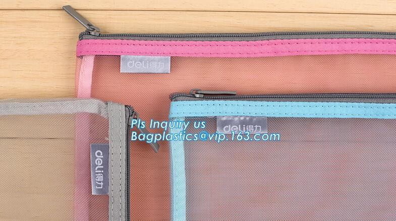 promotion pvc binder file A4 mesh zipper waterproof bag from professional manufacturer, A4 A5 clear nylon mesh file fold