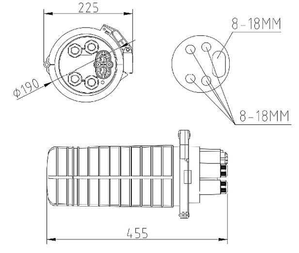 Dawnergy DA-FOSC-DM144-AP-96-5 Dome Fiber Optic Splice Closure 144f Capacity 5 Ports IP68 Protection