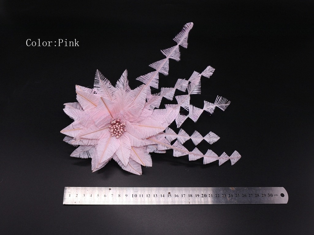 Party Decoration Stripped Ostrich Feather Flower Mount With Wire Accessory 15x20cm