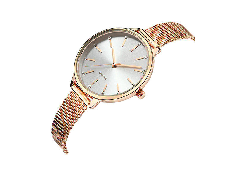 SS Small Ladies Wrist Watch , Milanese Bracelet Stainless Steel Back Quartz Watch